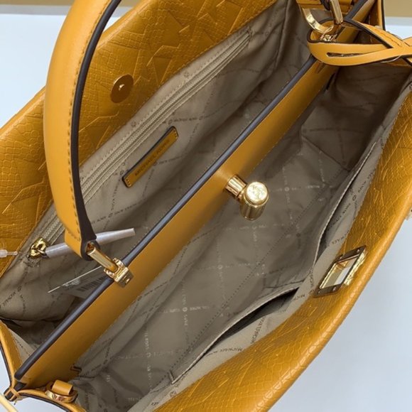 Michael Kors Penelope Large Top Handle Satchel Marigold Color - Picture 12 of 15